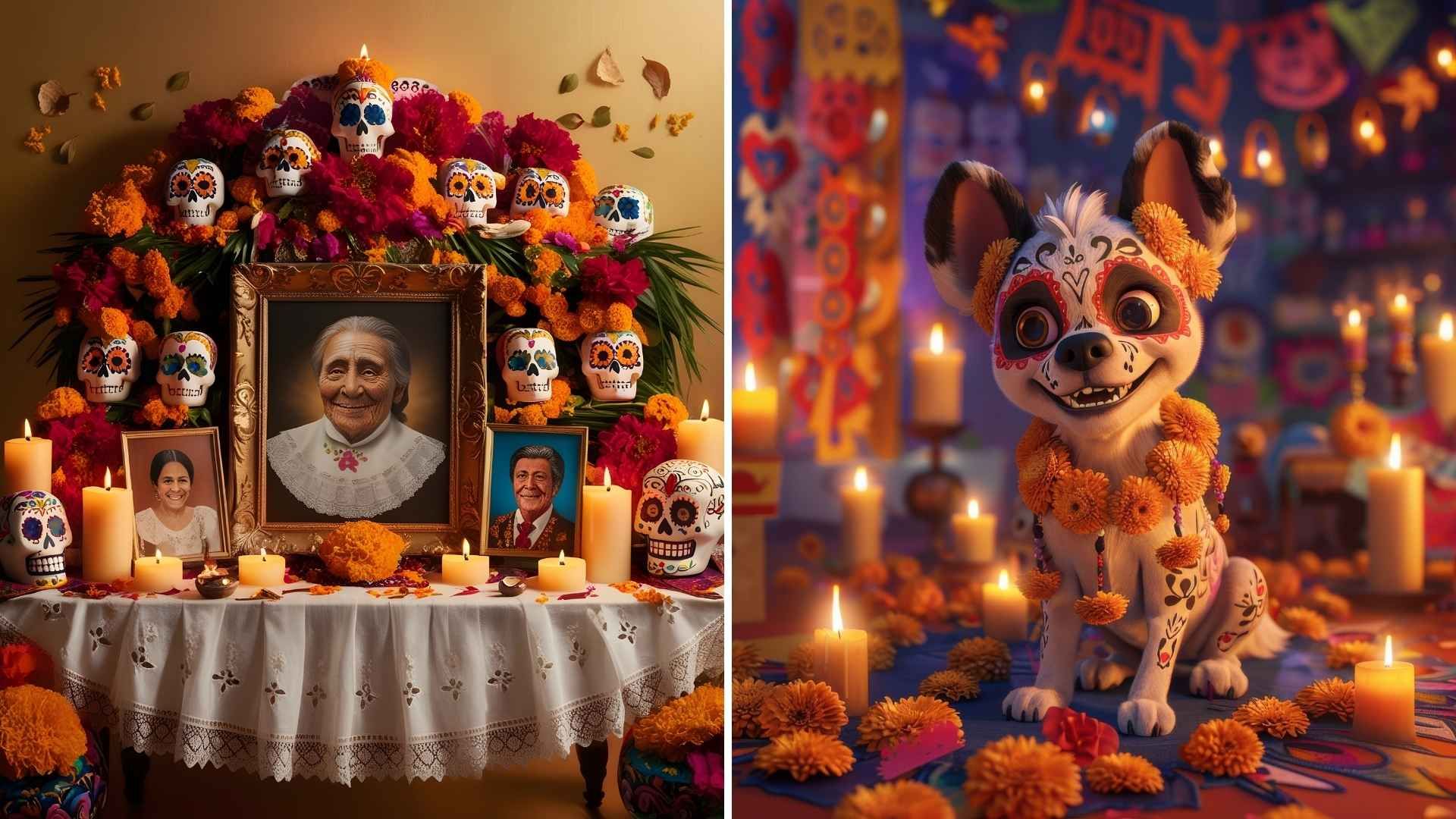 Ideas para adornar el altar de Día de Muertos dedicado a mascotas y familiares